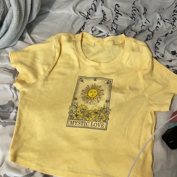 Tops - yellow cropped tarot card shirt